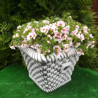 Ghiveci pătrat împletit mijlociu-patinat/alb- cod G17