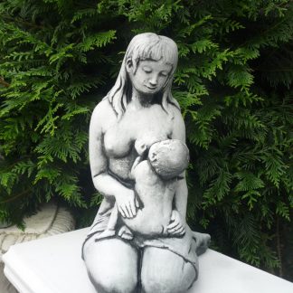 Statuetă Femeia cu copil la sân-cod S15-patinat/alb-