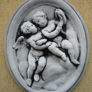 Tab. oval cu doi îngeri-Cod- R 014-patinat/alb