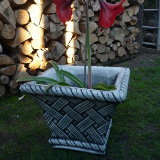 Ghiveci patrat impletit mare-patinat/alb-cod-G 16