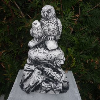 Bufniță cu puiul- patinat/alb-