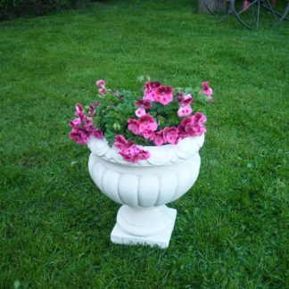 Ghiveci rotund cu picior- alb/patinat-cod-G 20