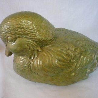 Rață culcată cap mare/colorat-patinat-alb