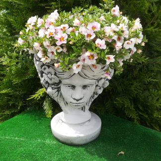 Ghiveci rotund -chip femeie-cod-G 19-patinat/alb